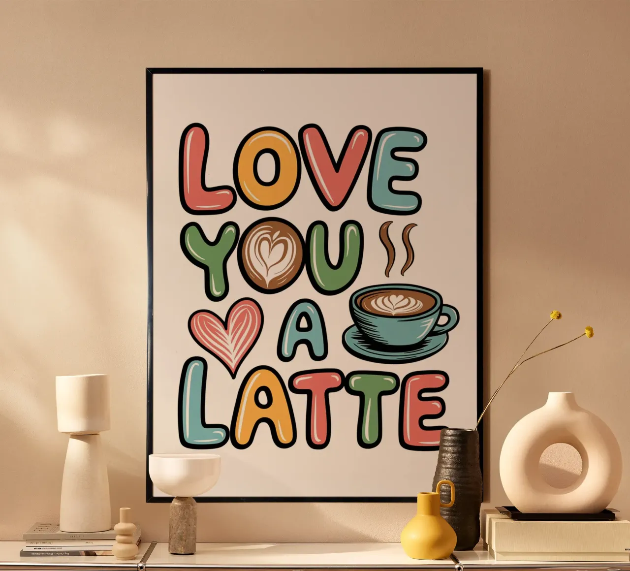 TI AMO UN CAFFÈ MACCHIATO poster con telaio in alluminio da logic