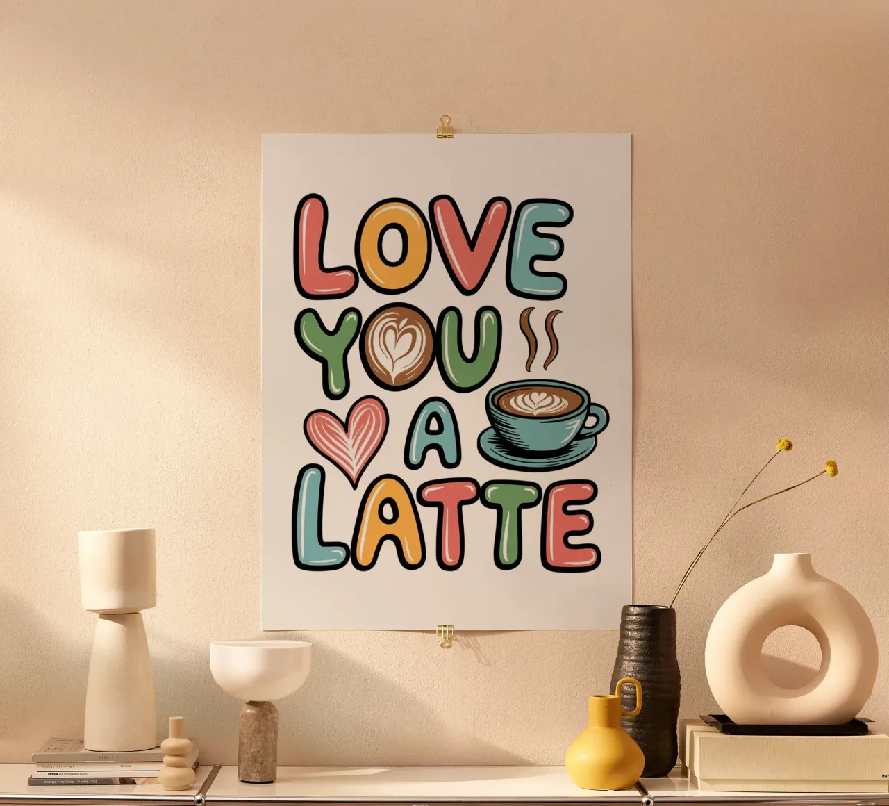 TI AMO UN CAFFÈ MACCHIATO poster con telaio in alluminio da logic