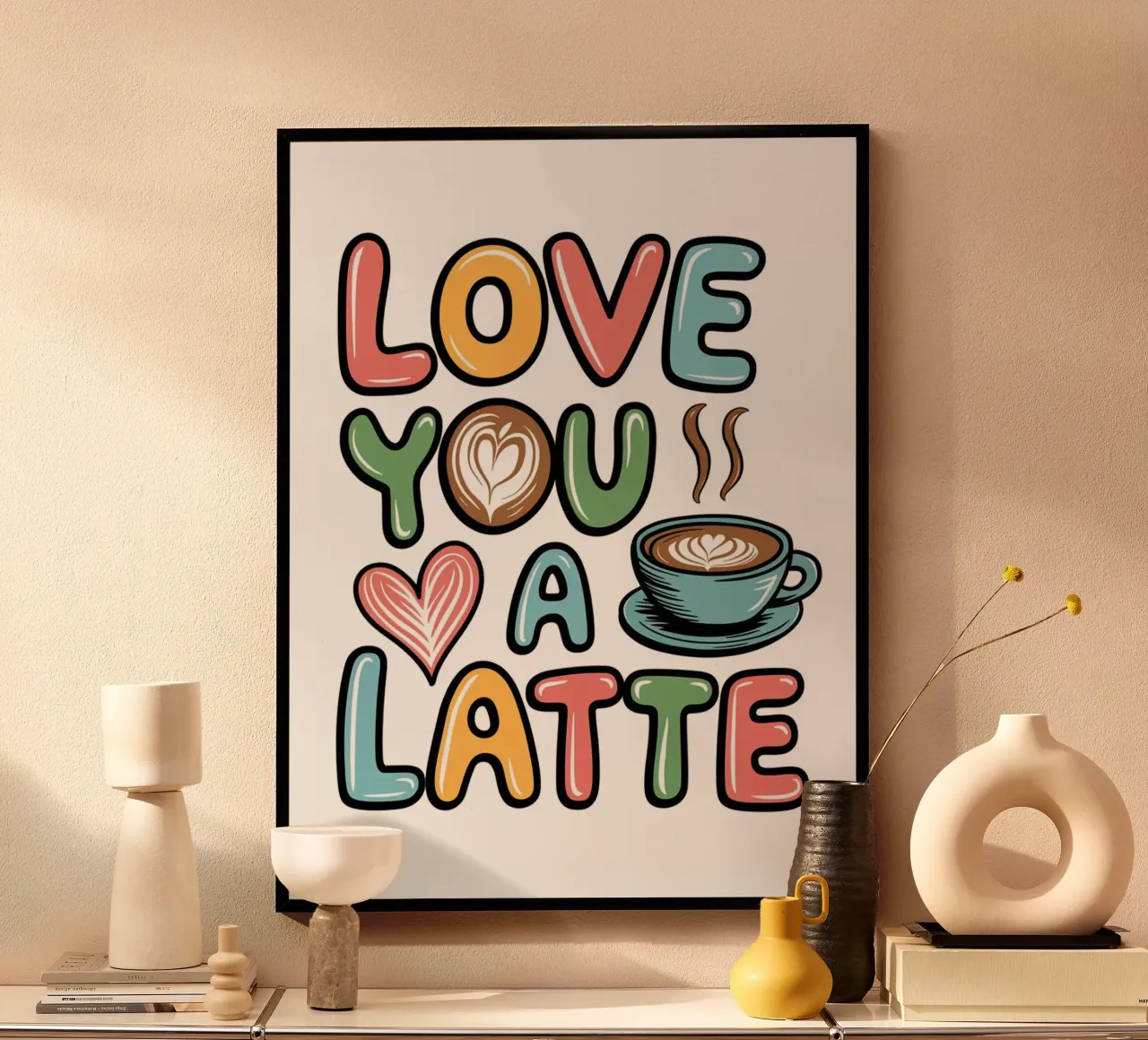 TI AMO UN CAFFÈ MACCHIATO poster con telaio in alluminio da logic