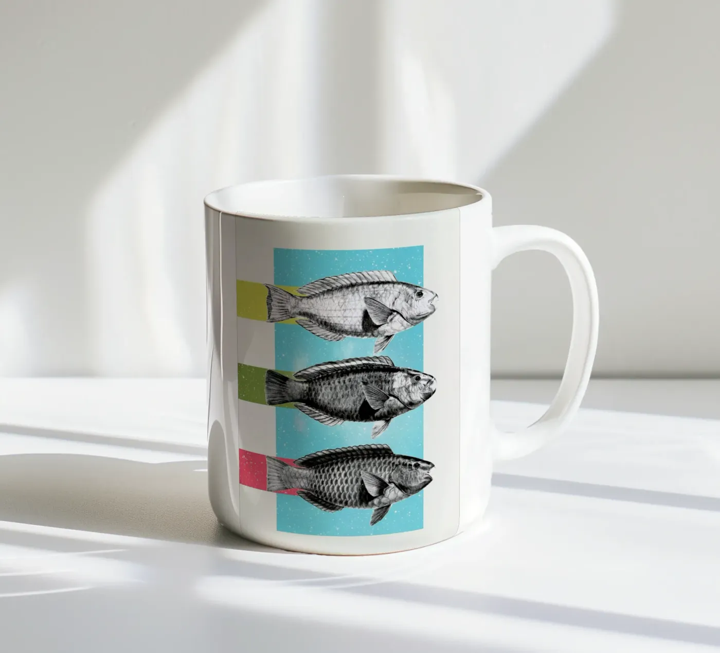 Fishes ceramic mug by Danny Ivan