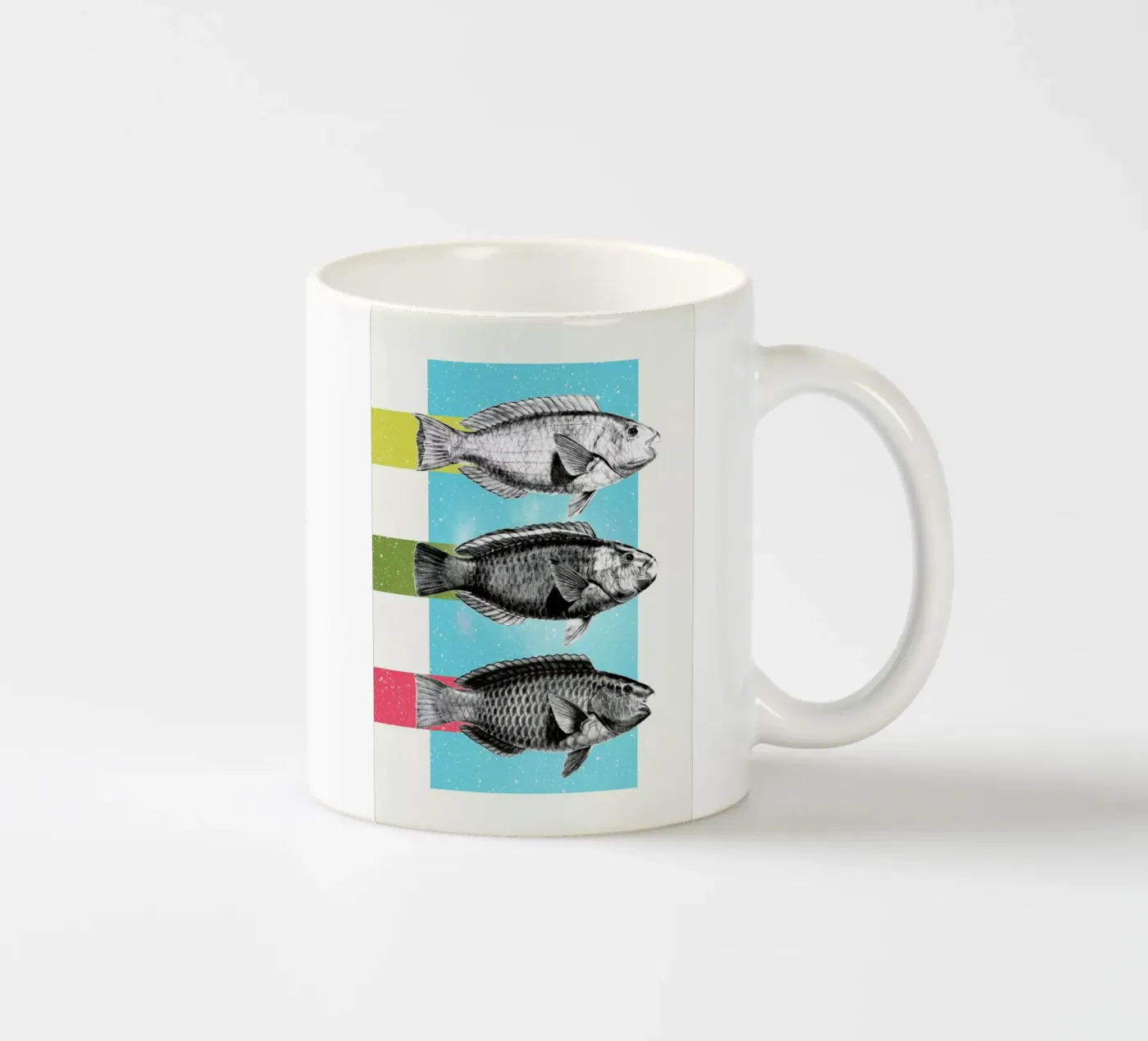 Fishes ceramic mug by Danny Ivan