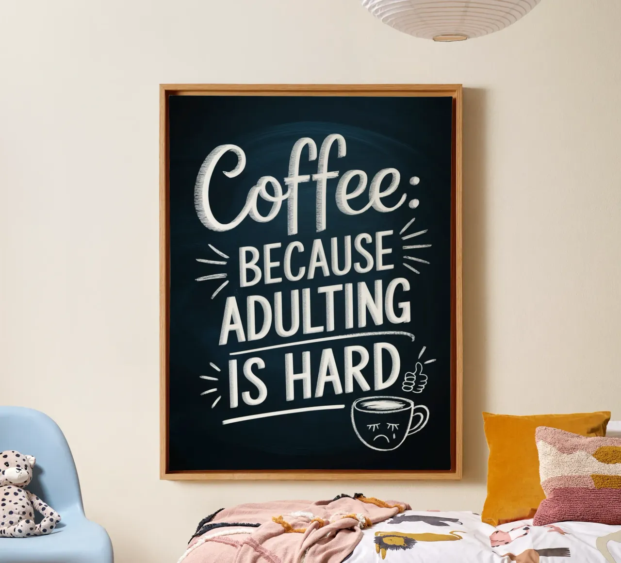Caffè: Perché essere adulti è difficile tela con Cornice a cassetta da logic