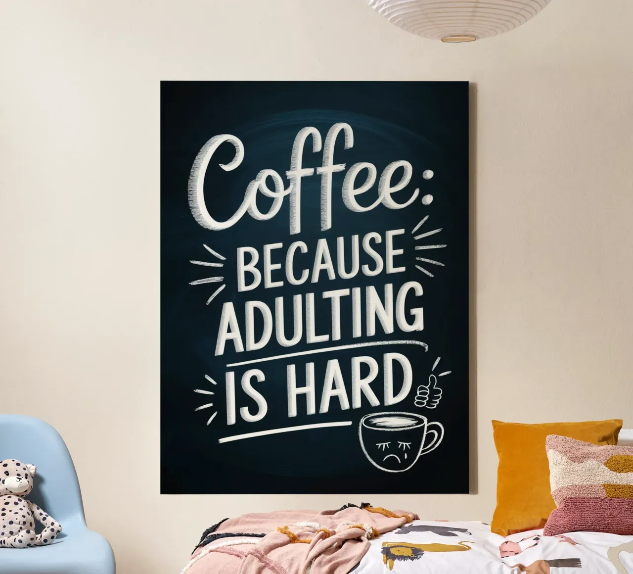 Caffè: Perché essere adulti è difficile tela con Cornice a cassetta da logic