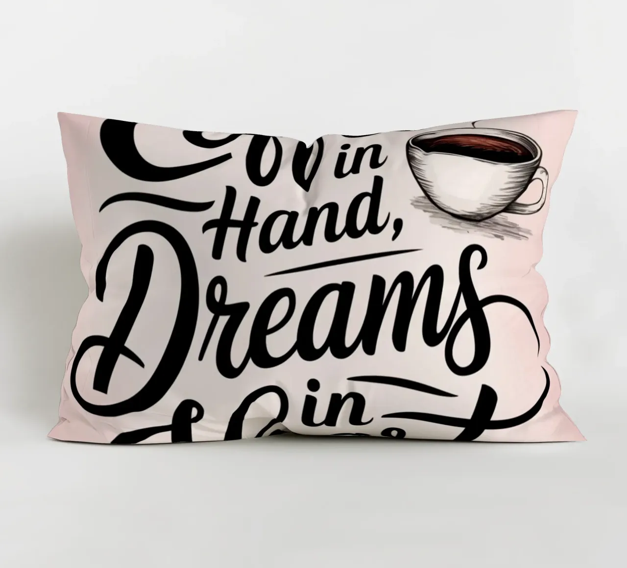 Caffè in mano, sogni nel cuore cuscino da logic
