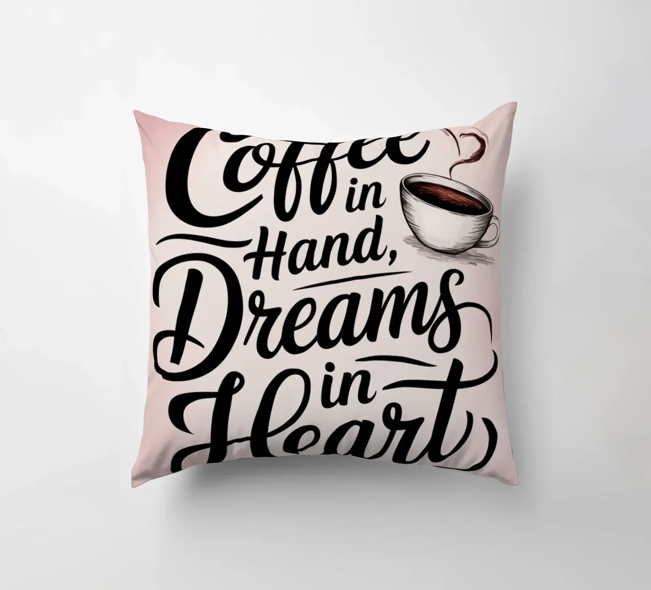 Caffè in mano, sogni nel cuore cuscino da logic