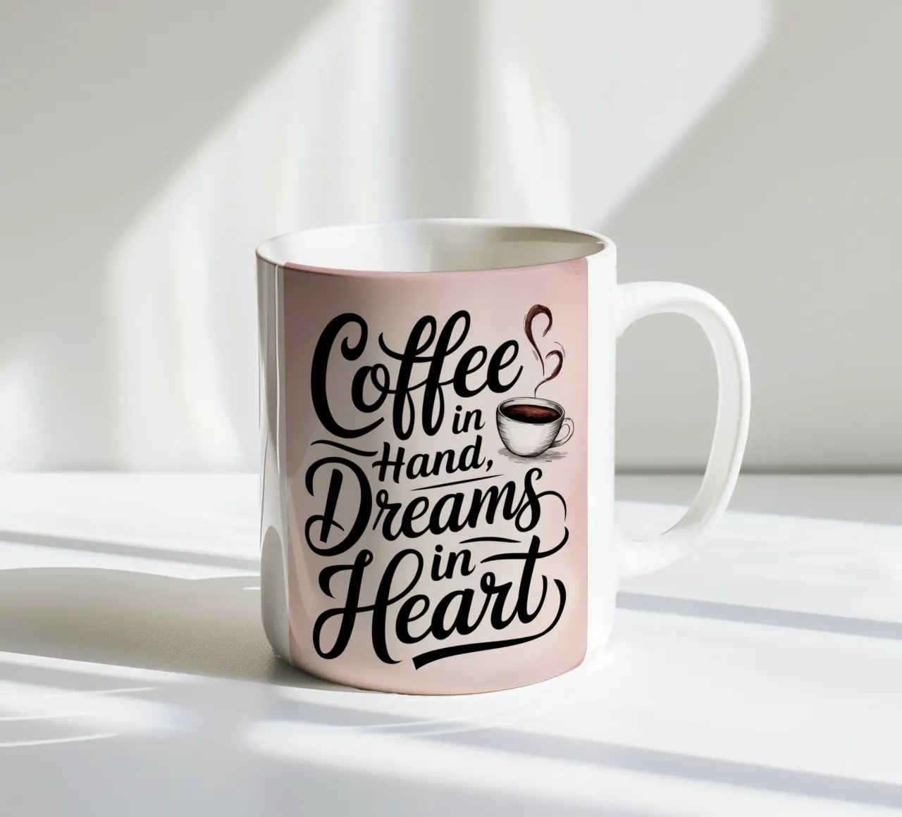 Café en la mano, sueños en el corazón taza de cerámica de logic