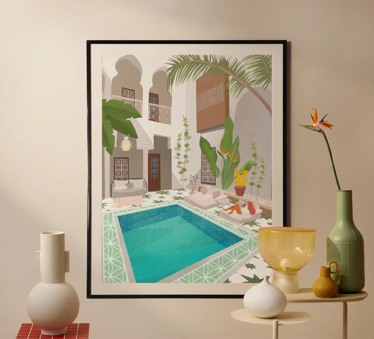 Woman in Riad poster with plastic frame by PetrArts