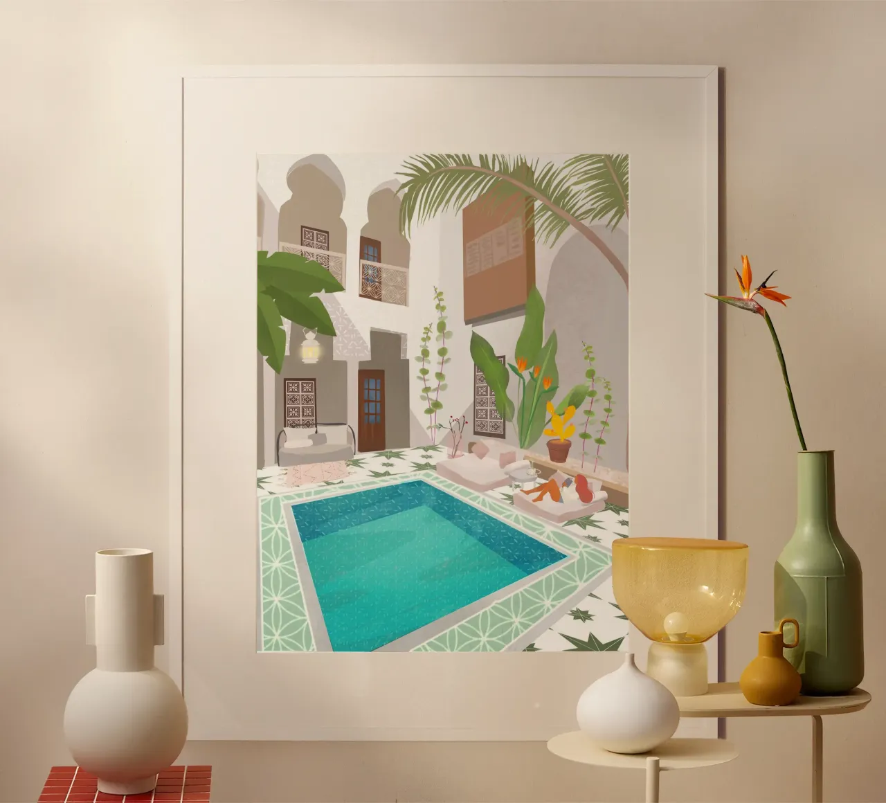Woman in Riad poster with plastic frame by PetrArts