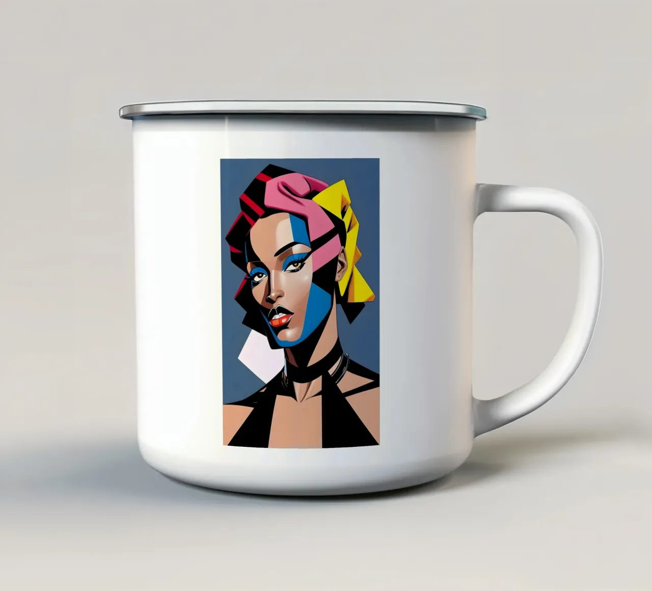 DOPAMINA RETRO CUBISMO tazza in smalto da ART DECO