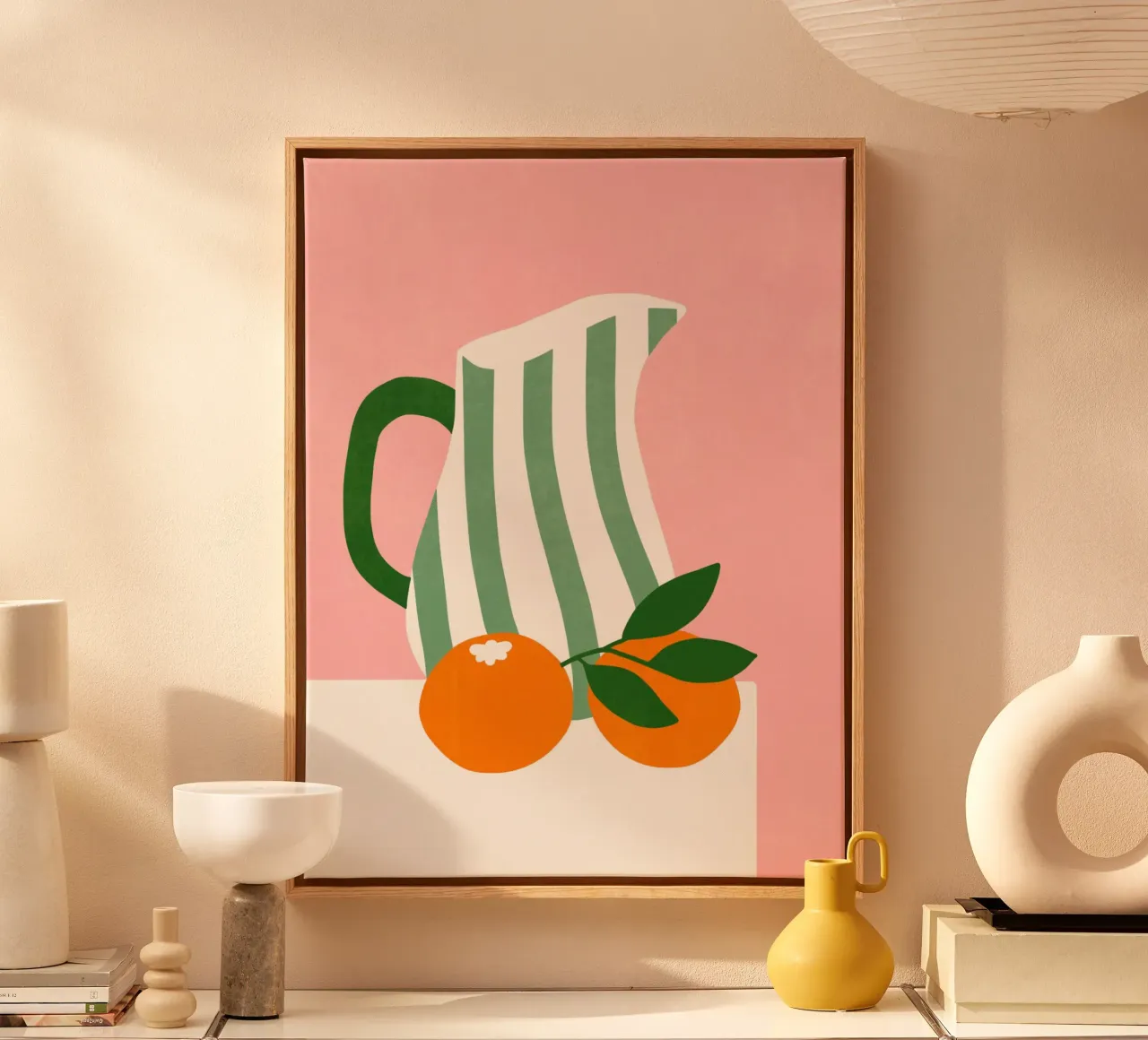 Stripes Can Loves Oranges canvas by Carinaprint