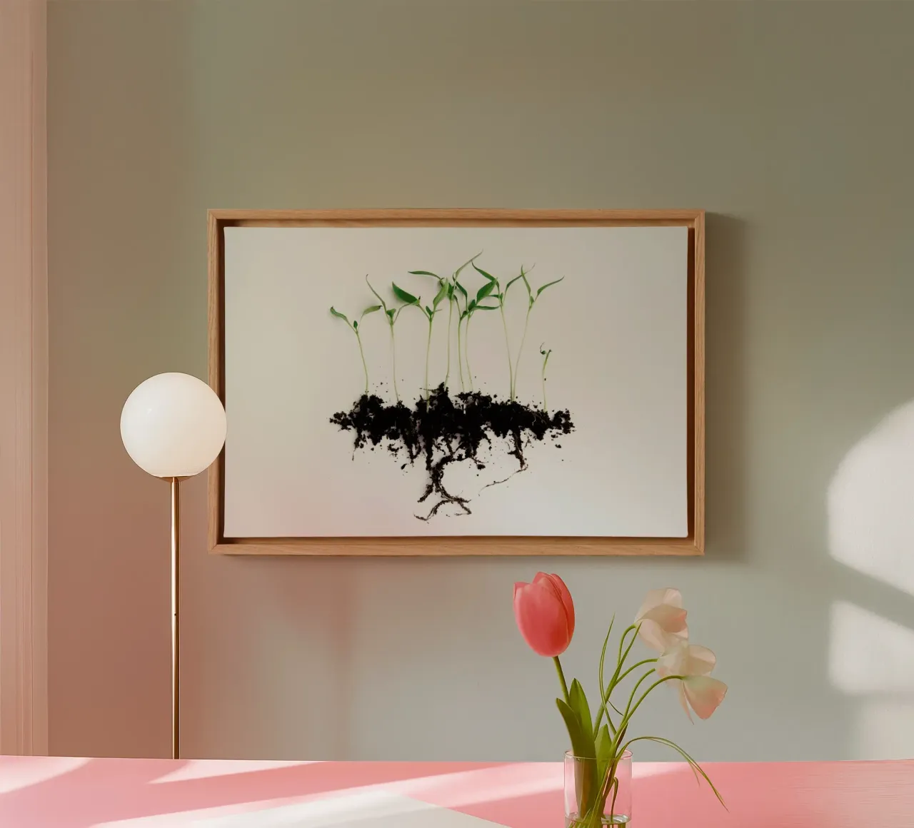 Pepper Sprouts tela con Cornice a cassetta da Miles of Light