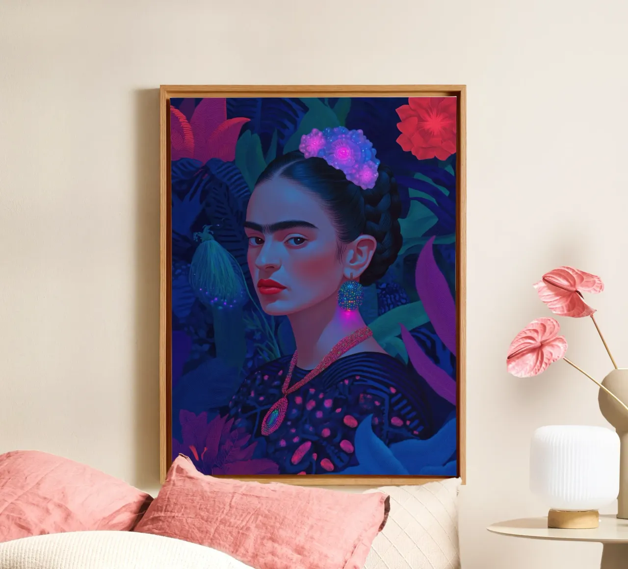 Frida Kahlo Selbstporträt Leinwand mit Schattenfugenrahmen von Art Center