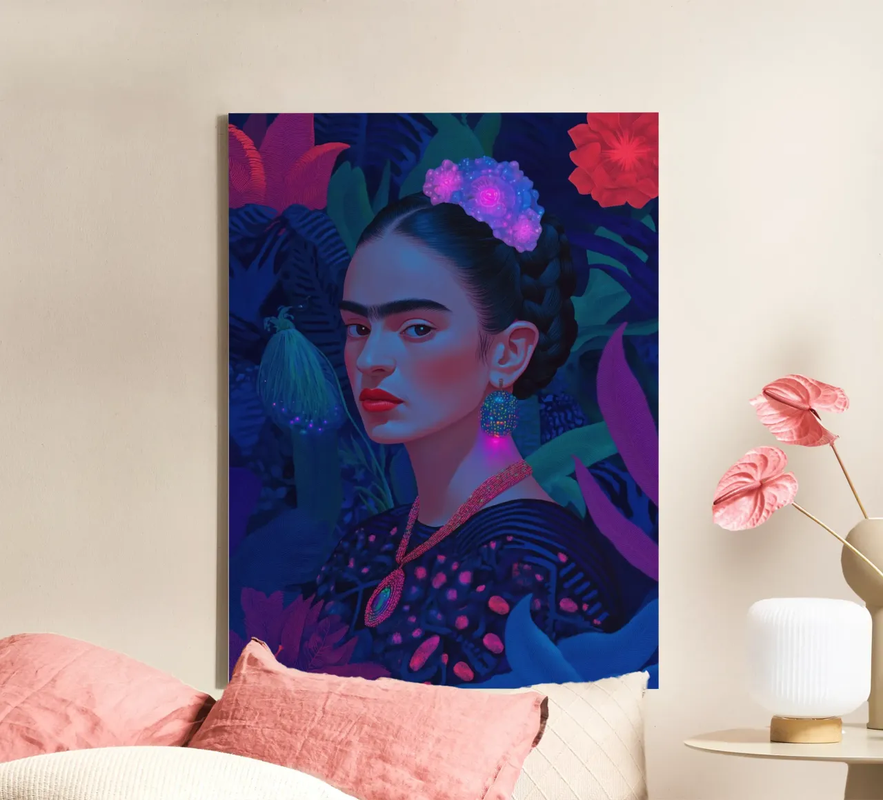 Frida Kahlo Selbstporträt Leinwand mit Schattenfugenrahmen von Art Center