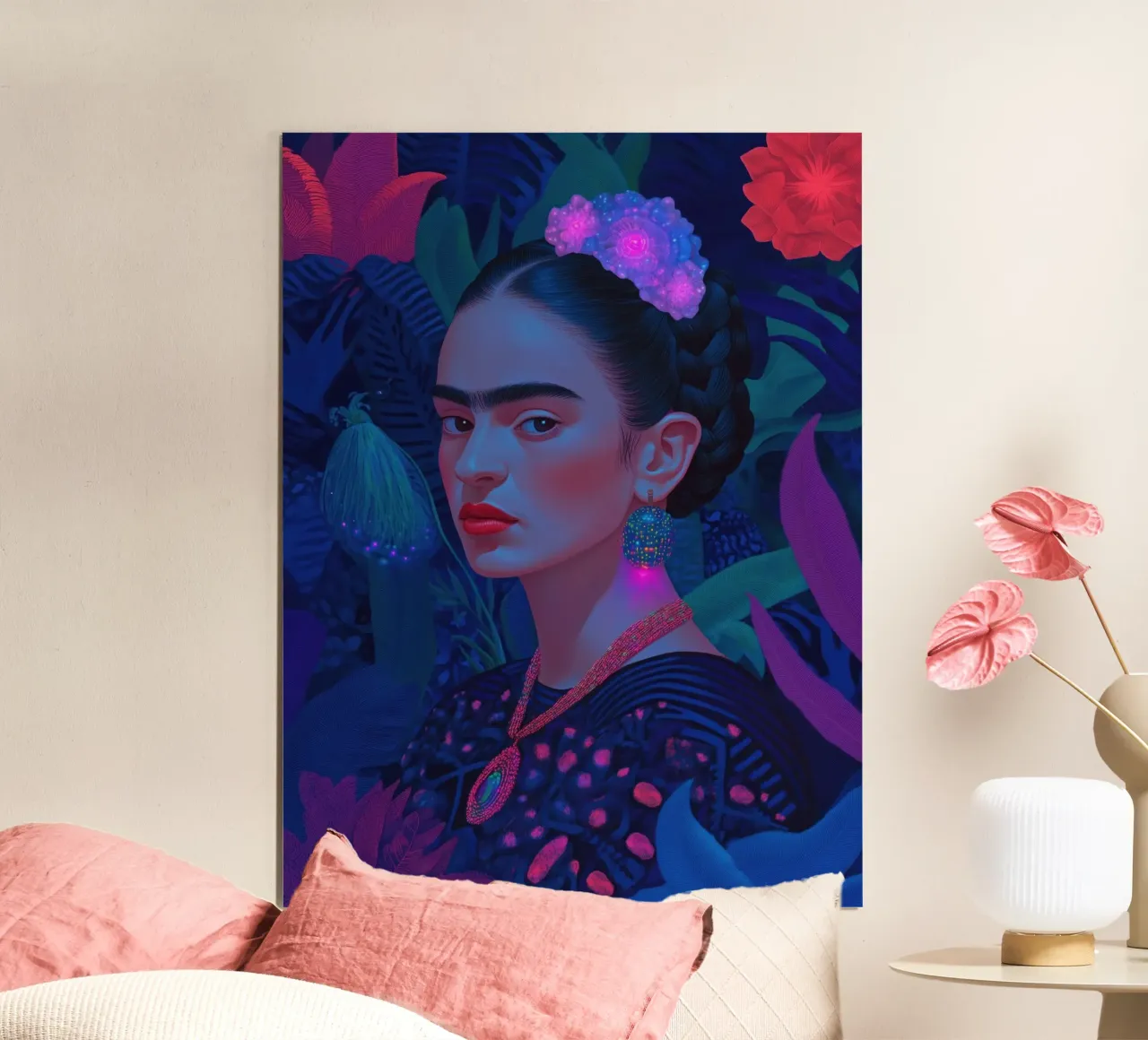 Autoritratto di Frida Kahlo poster con telaio in legno da Art Center