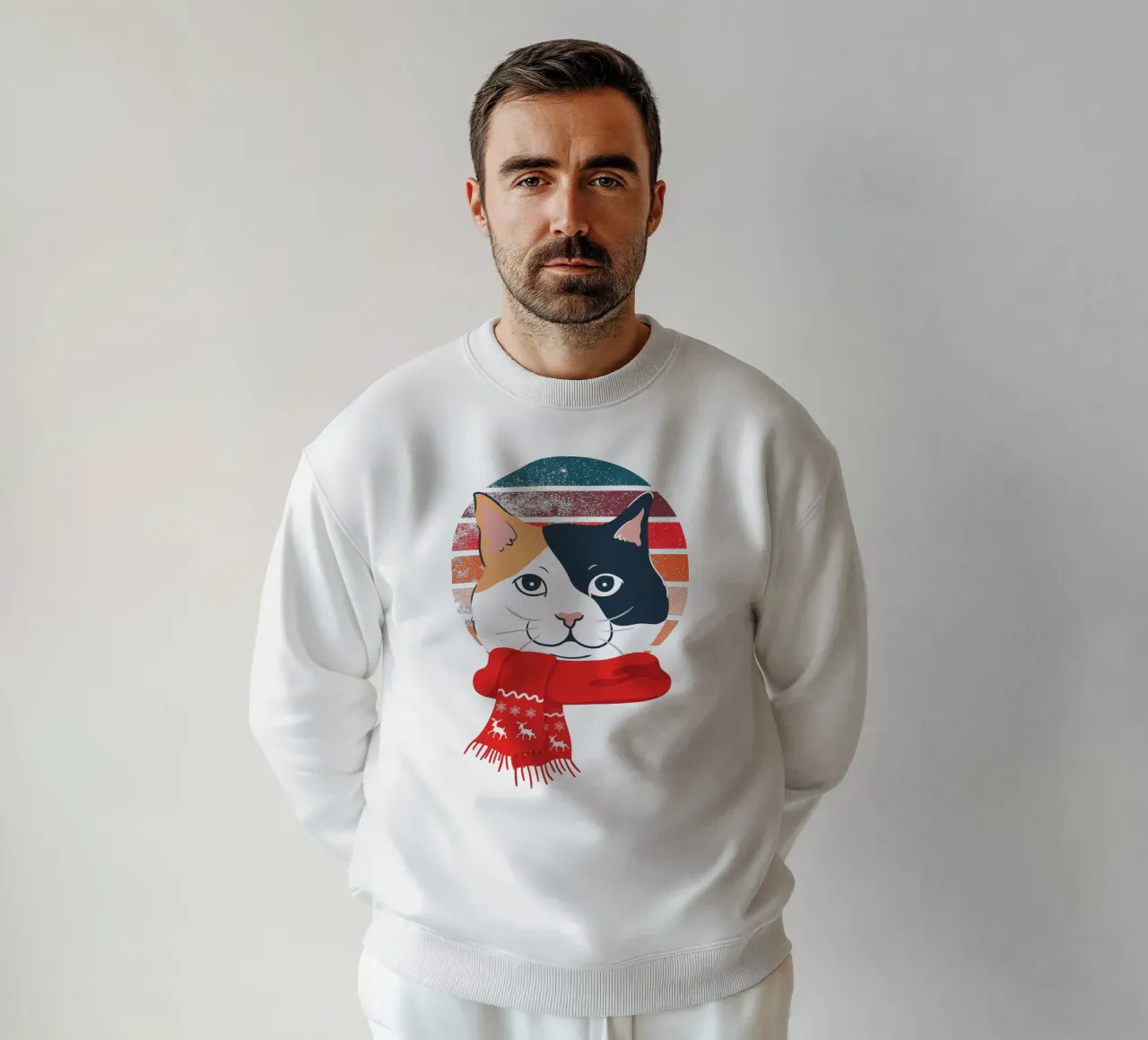 gatto con sciarpa rossa felpa da yukihana