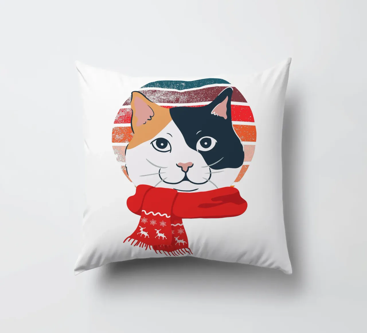 gatto con sciarpa rossa cuscino da yukihana