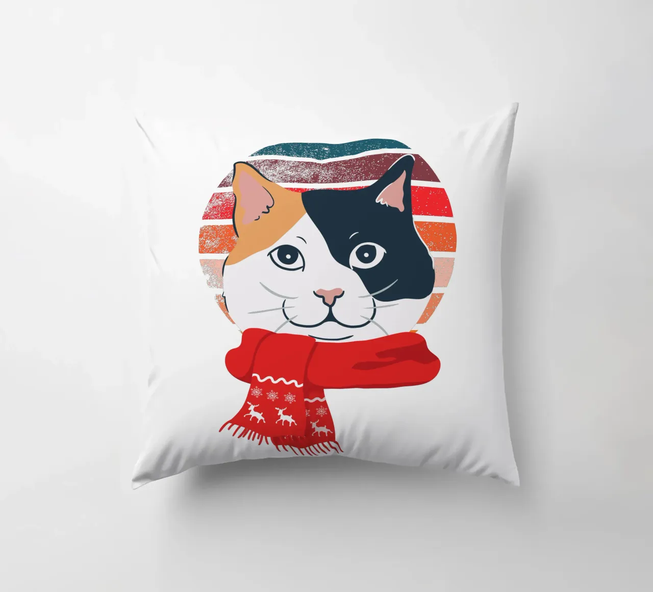 gatto con sciarpa rossa cuscino da yukihana