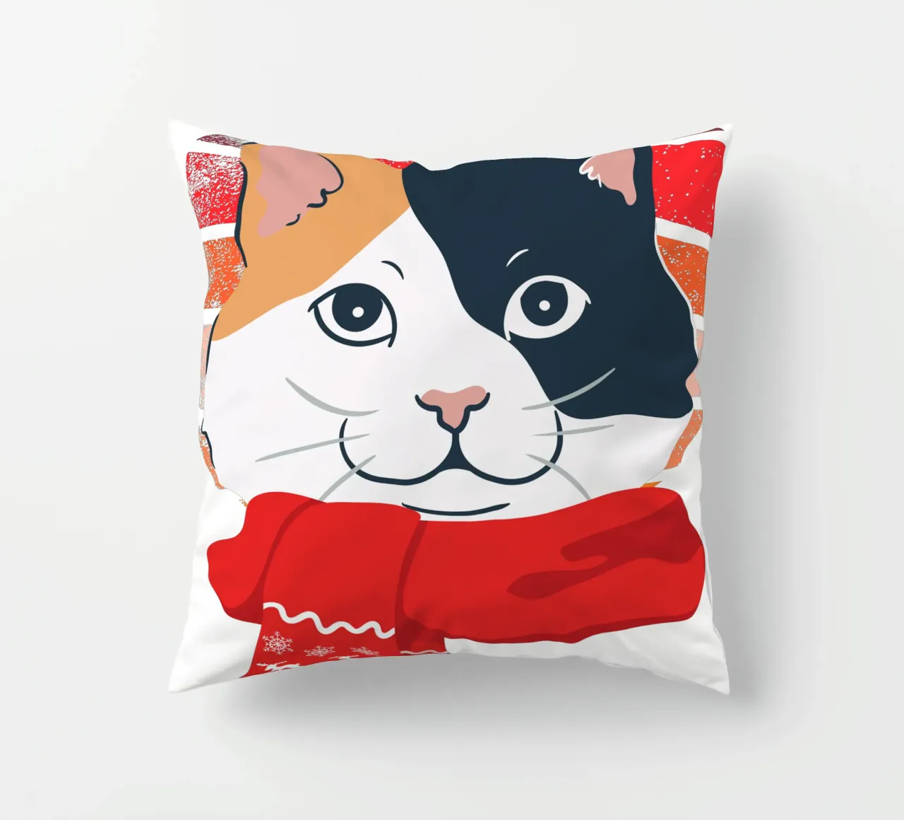gatto con sciarpa rossa cuscino da yukihana