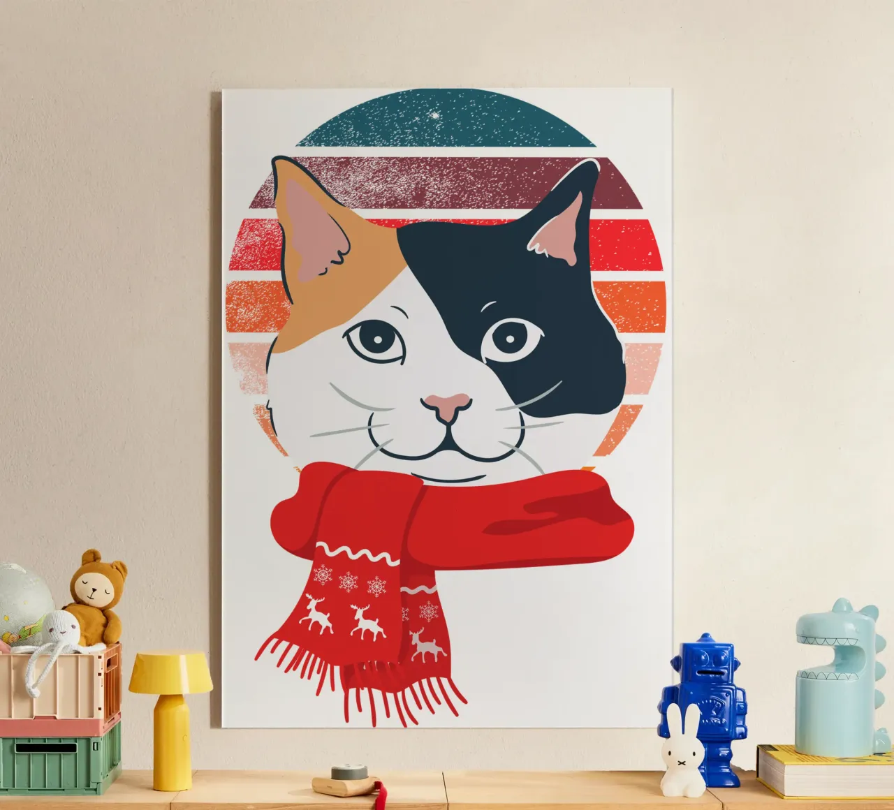 gatto con sciarpa rossa plexiglass da yukihana