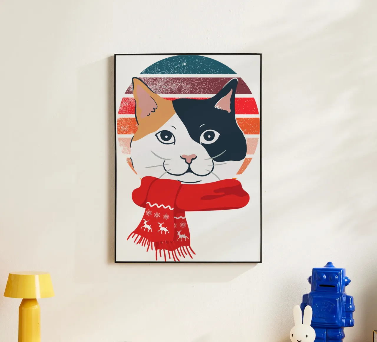 gatto con sciarpa rossa alluminio dibond da yukihana