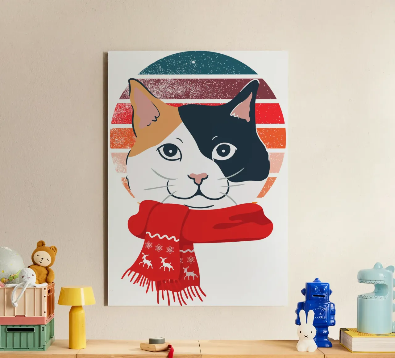 gatto con sciarpa rossa alluminio dibond da yukihana