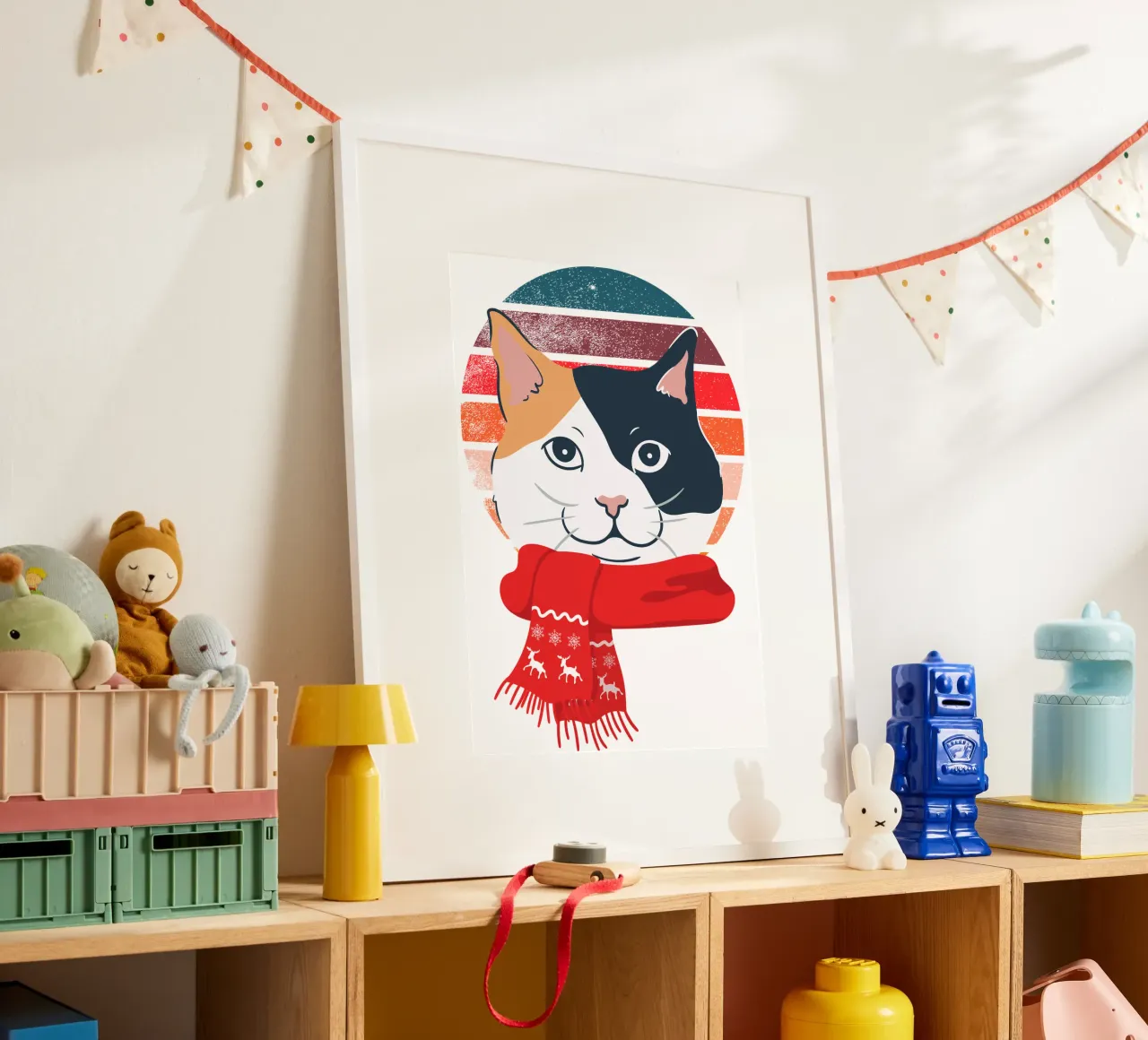 gatto con sciarpa rossa carta hahnemühle da yukihana