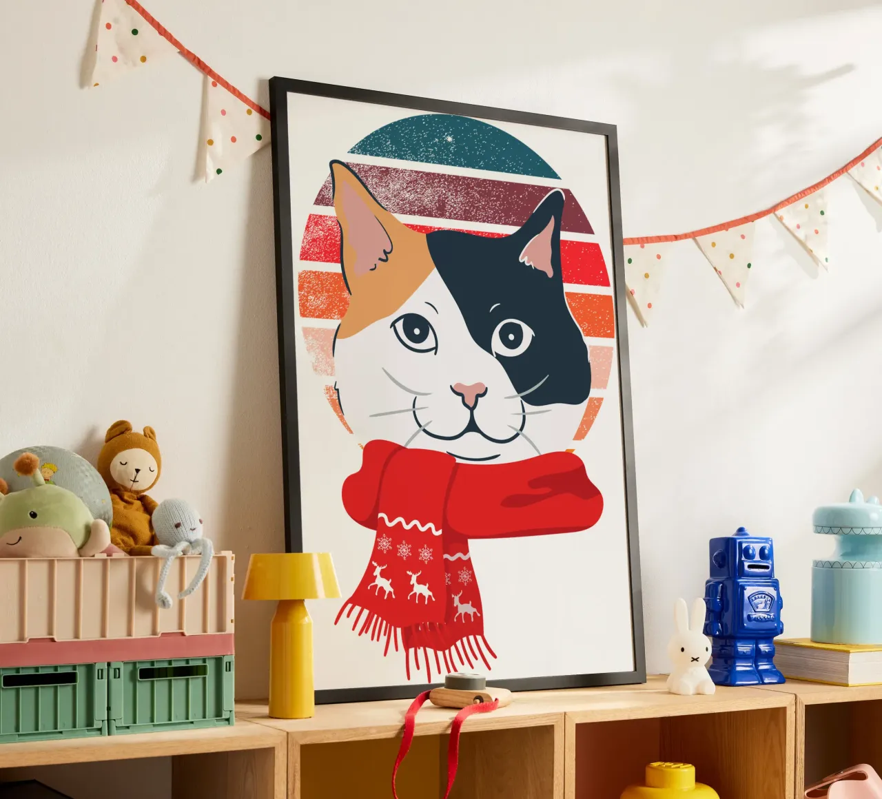 gatto con sciarpa rossa carta hahnemühle da yukihana