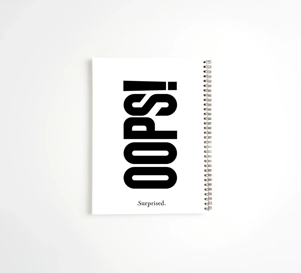 Oops Surprised Simple Modern Minimalist Typography spiral notebook by YV TYPOGRAPHY
