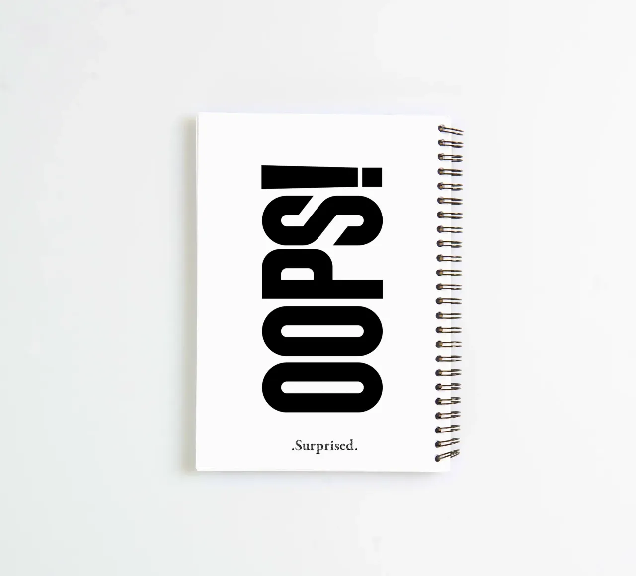 Oops Surprised Simple Modern Minimalist Typography spiral notebook by YV TYPOGRAPHY