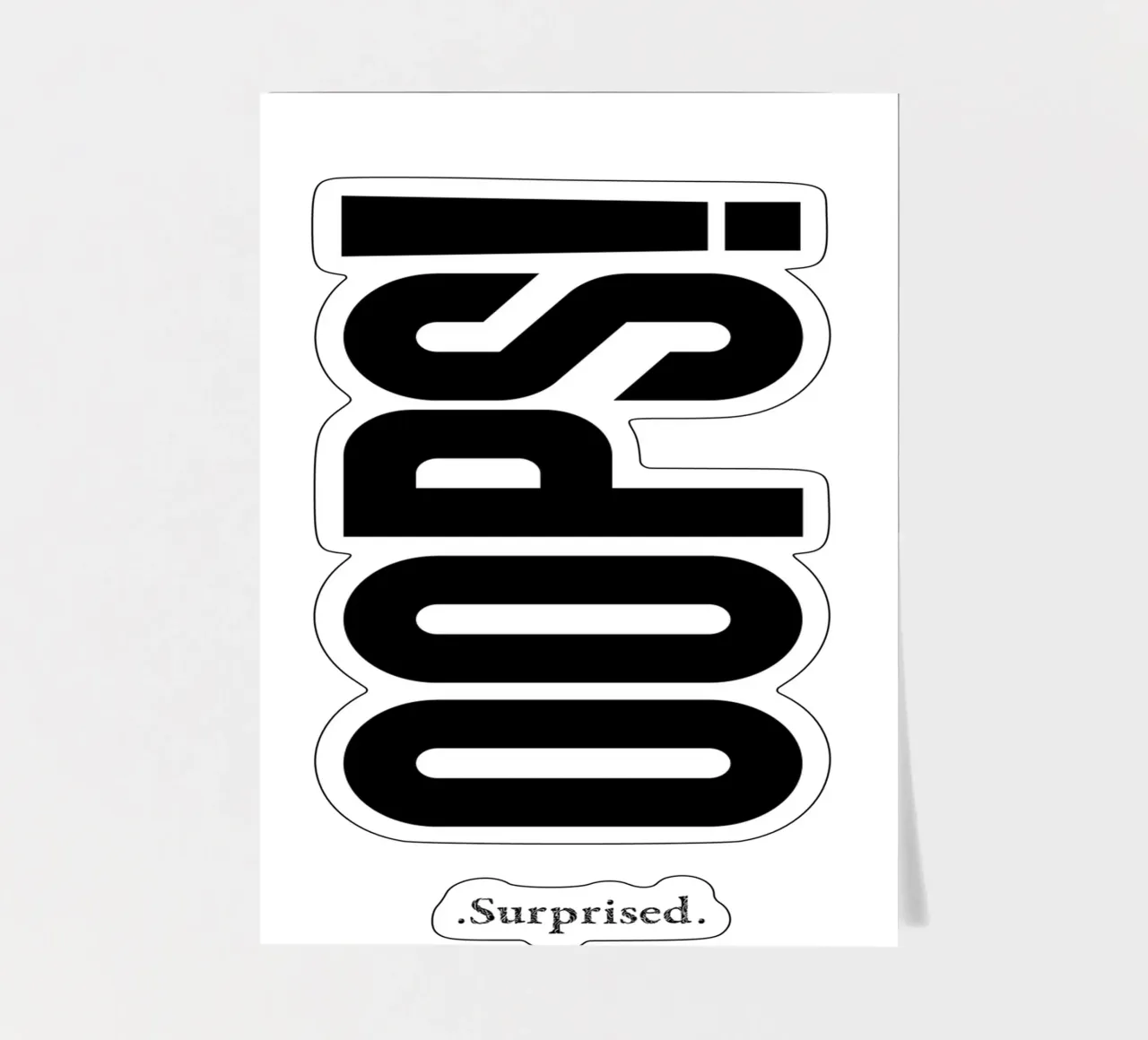 Oops Surprised Simple Modern Minimalist Typography sticker sheet by YV TYPOGRAPHY