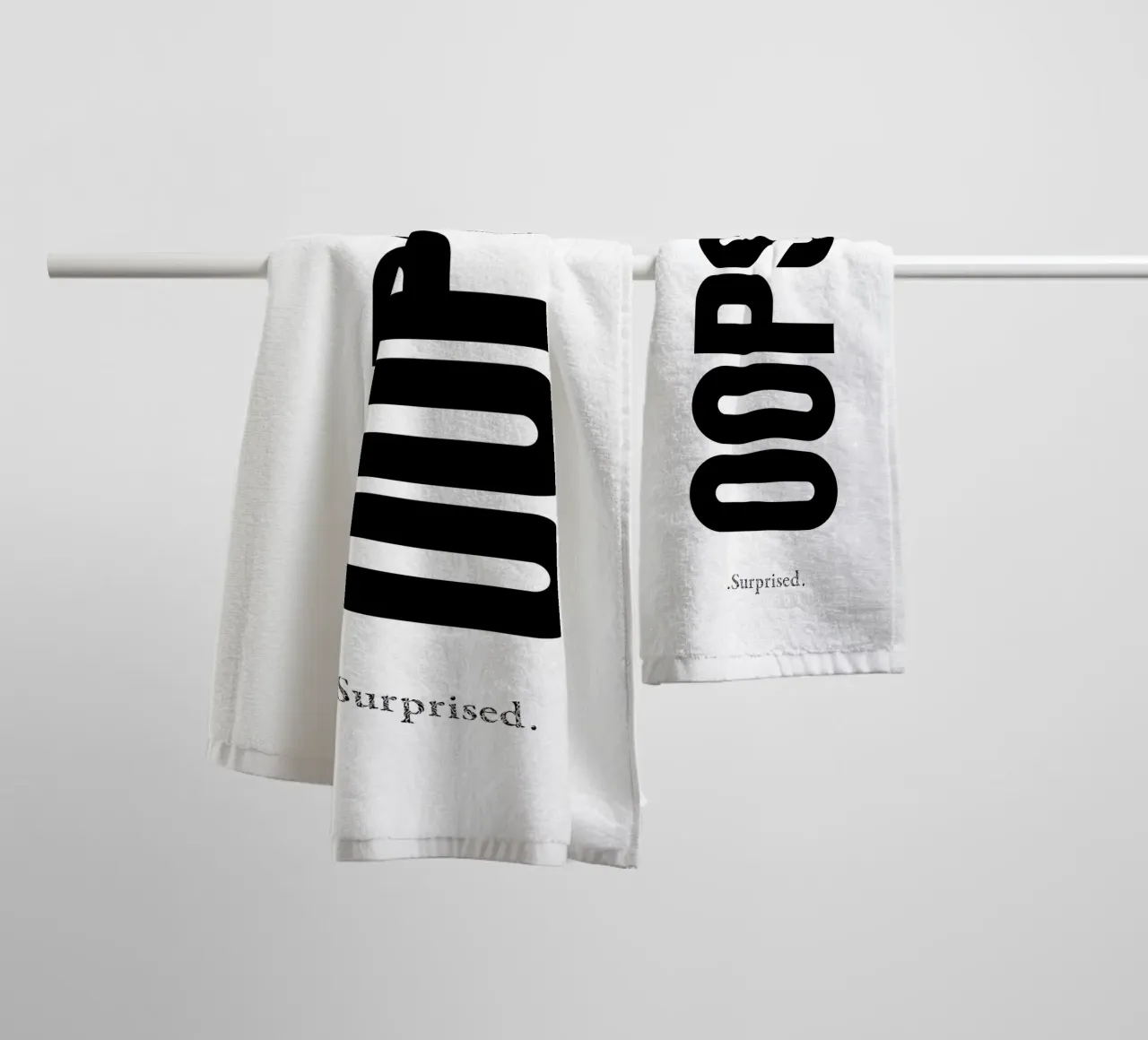 Oops Surprised Simple Modern Minimalist Typography towel by YV TYPOGRAPHY