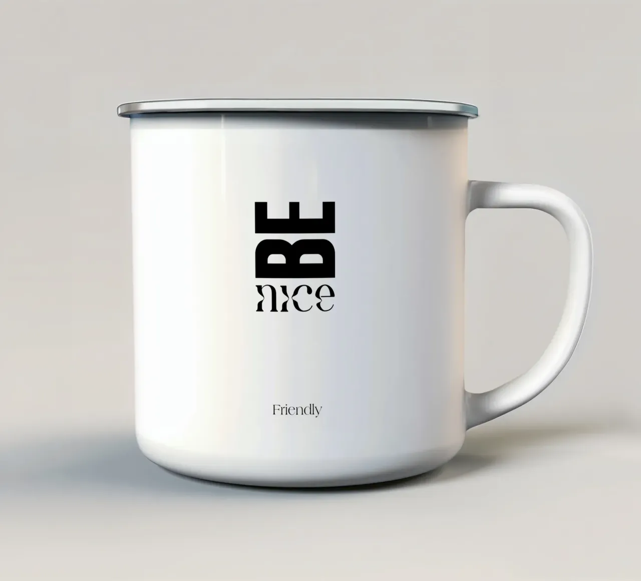 Be Nice Friendly Semplice tipografia minimalista tazza in smalto da YV TYPOGRAPHY