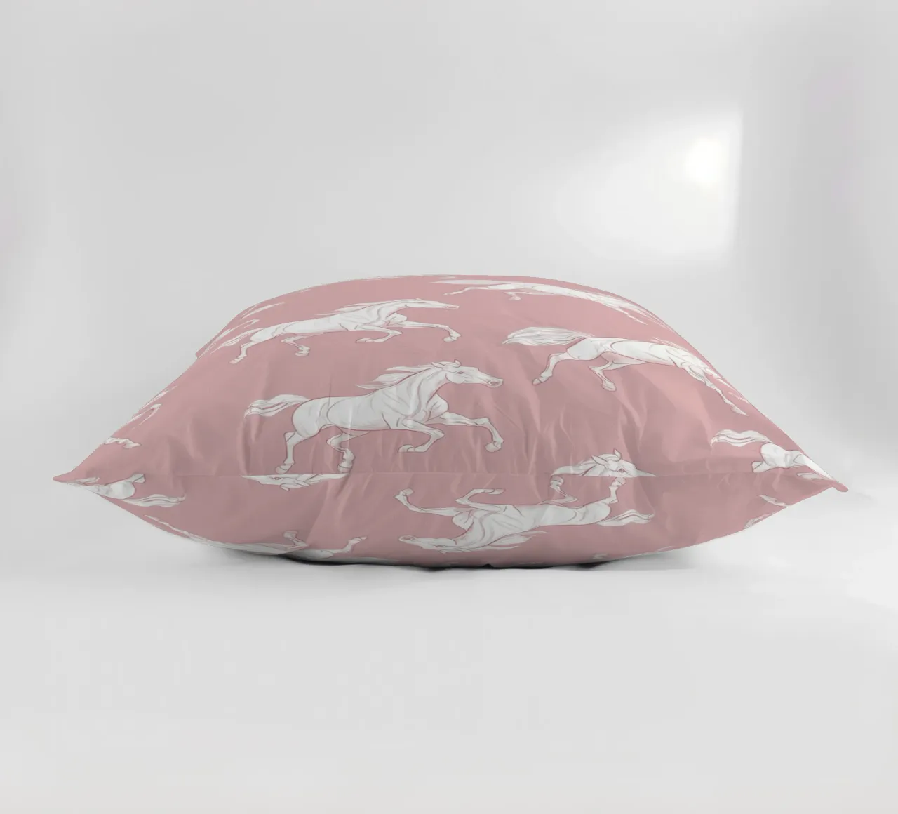 White Horses Pattern decorative cushion by Jungle Joy Art
