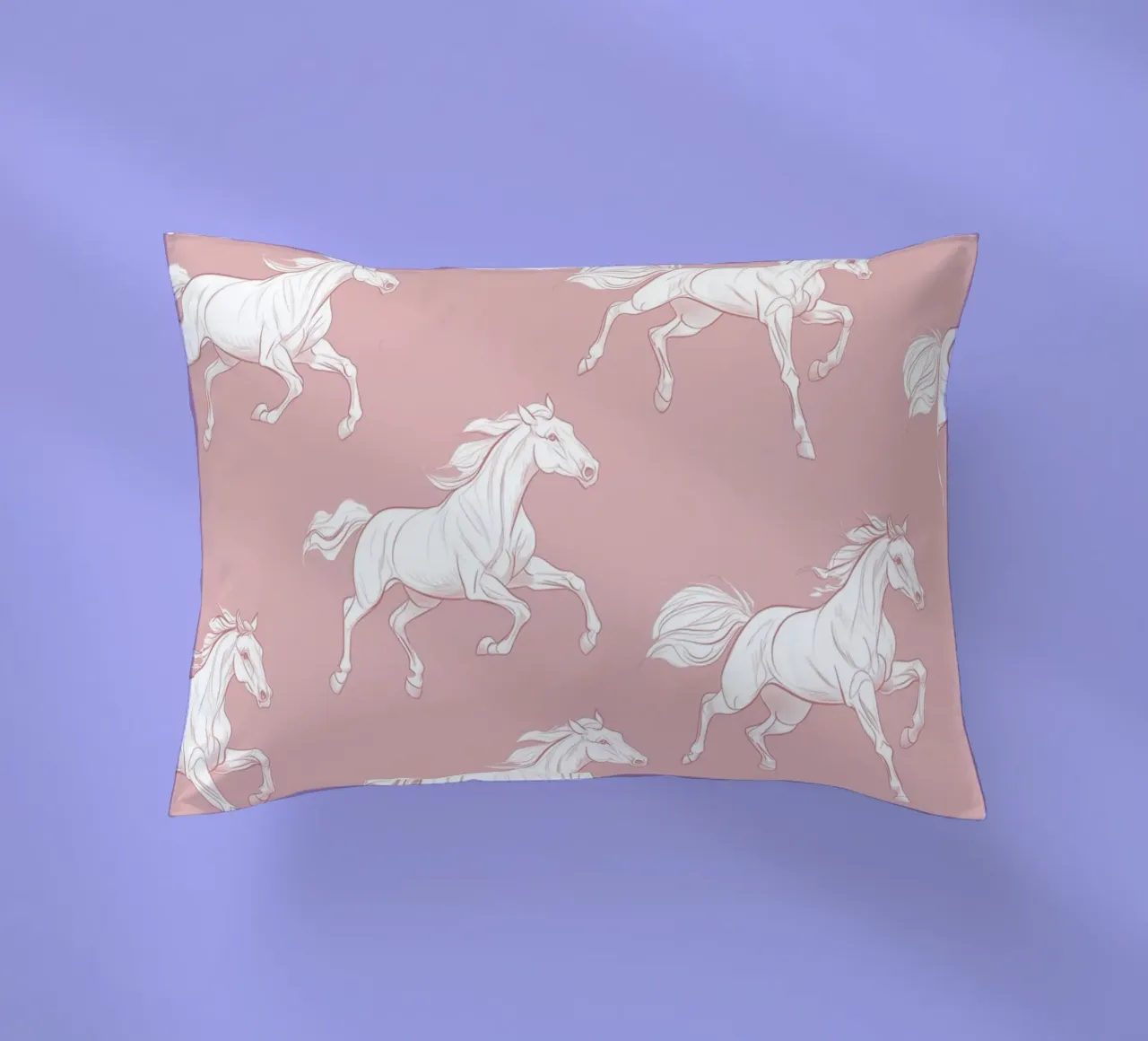 White Horses Pattern decorative cushion by Jungle Joy Art