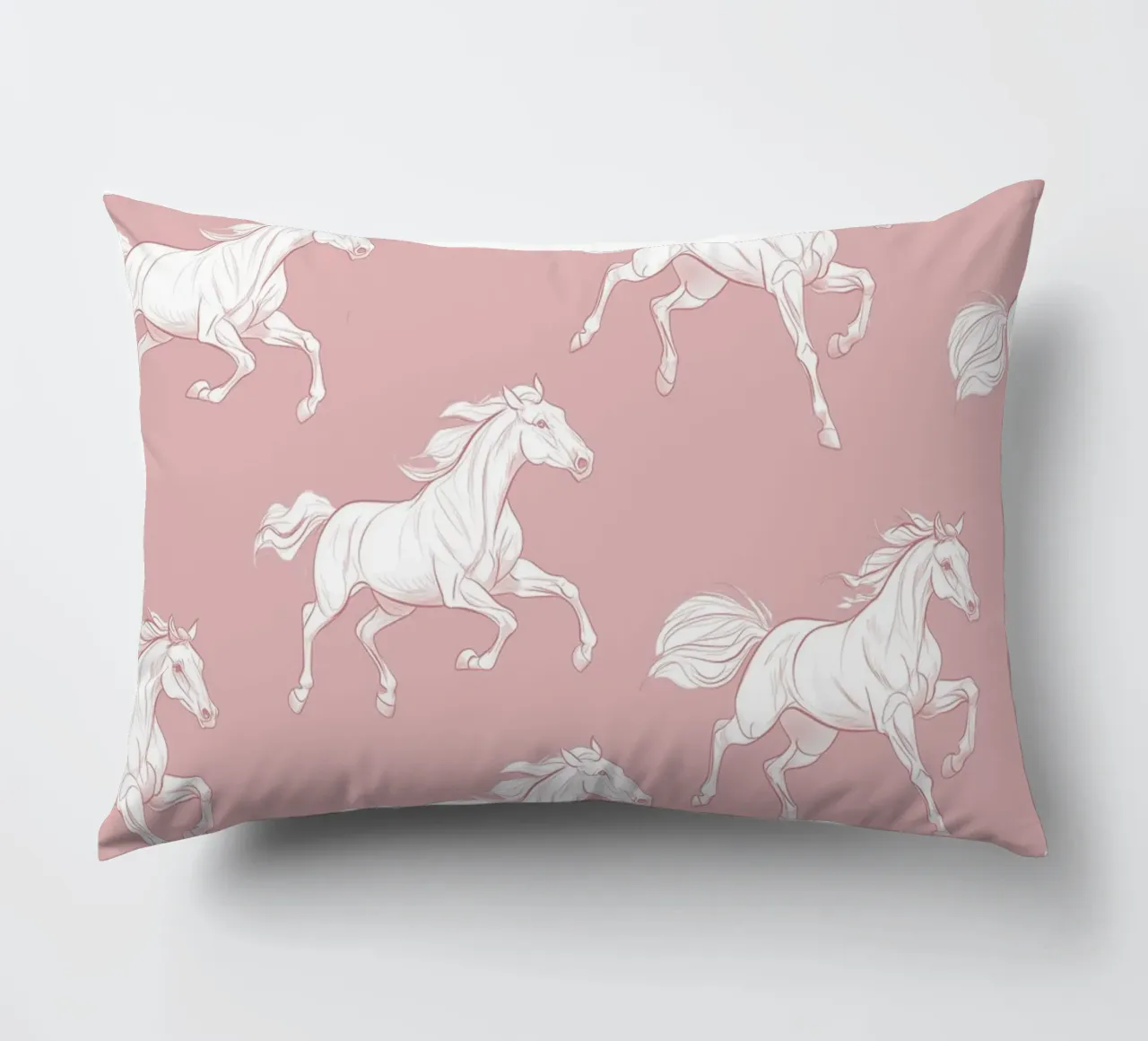 White Horses Pattern decorative cushion by Jungle Joy Art