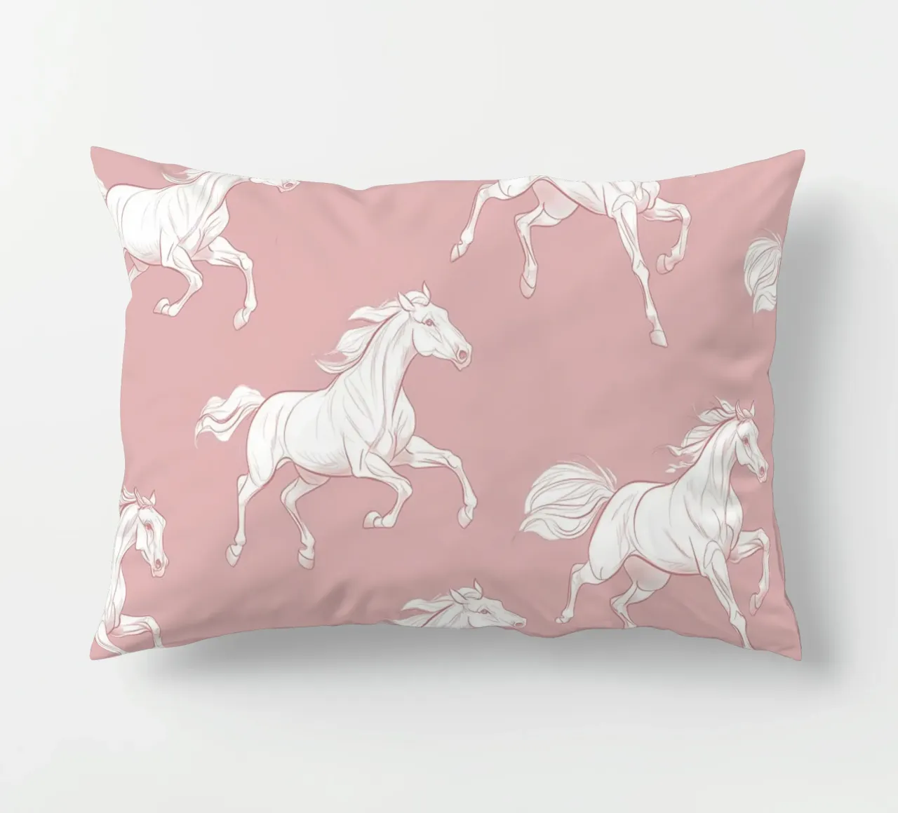 White Horses Pattern decorative cushion by Jungle Joy Art