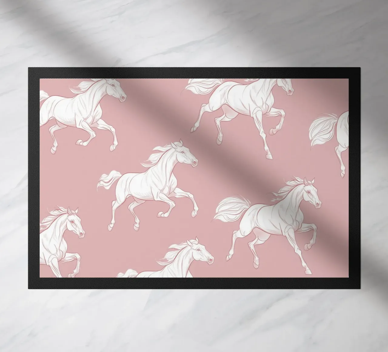 White Horses Pattern doormat by Jungle Joy Art
