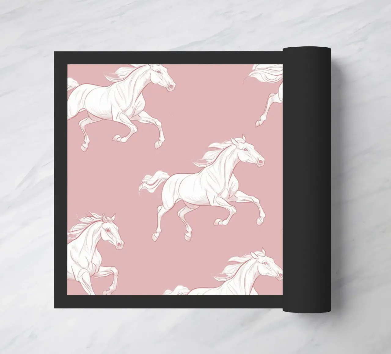 White Horses Pattern doormat by Jungle Joy Art