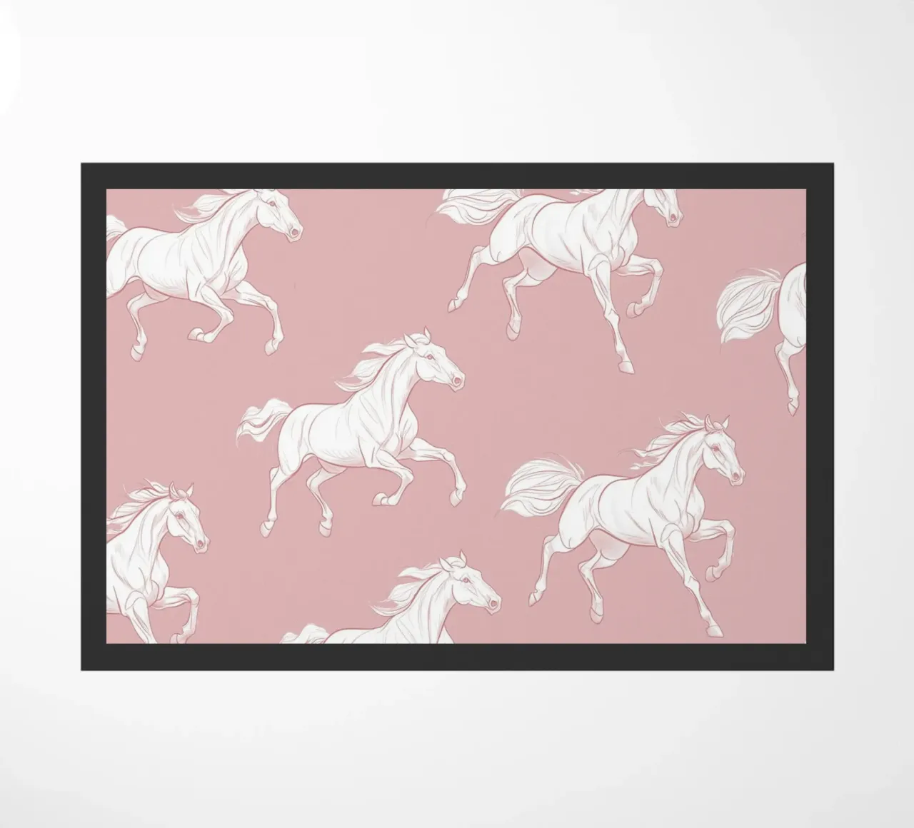 White Horses Pattern doormat by Jungle Joy Art