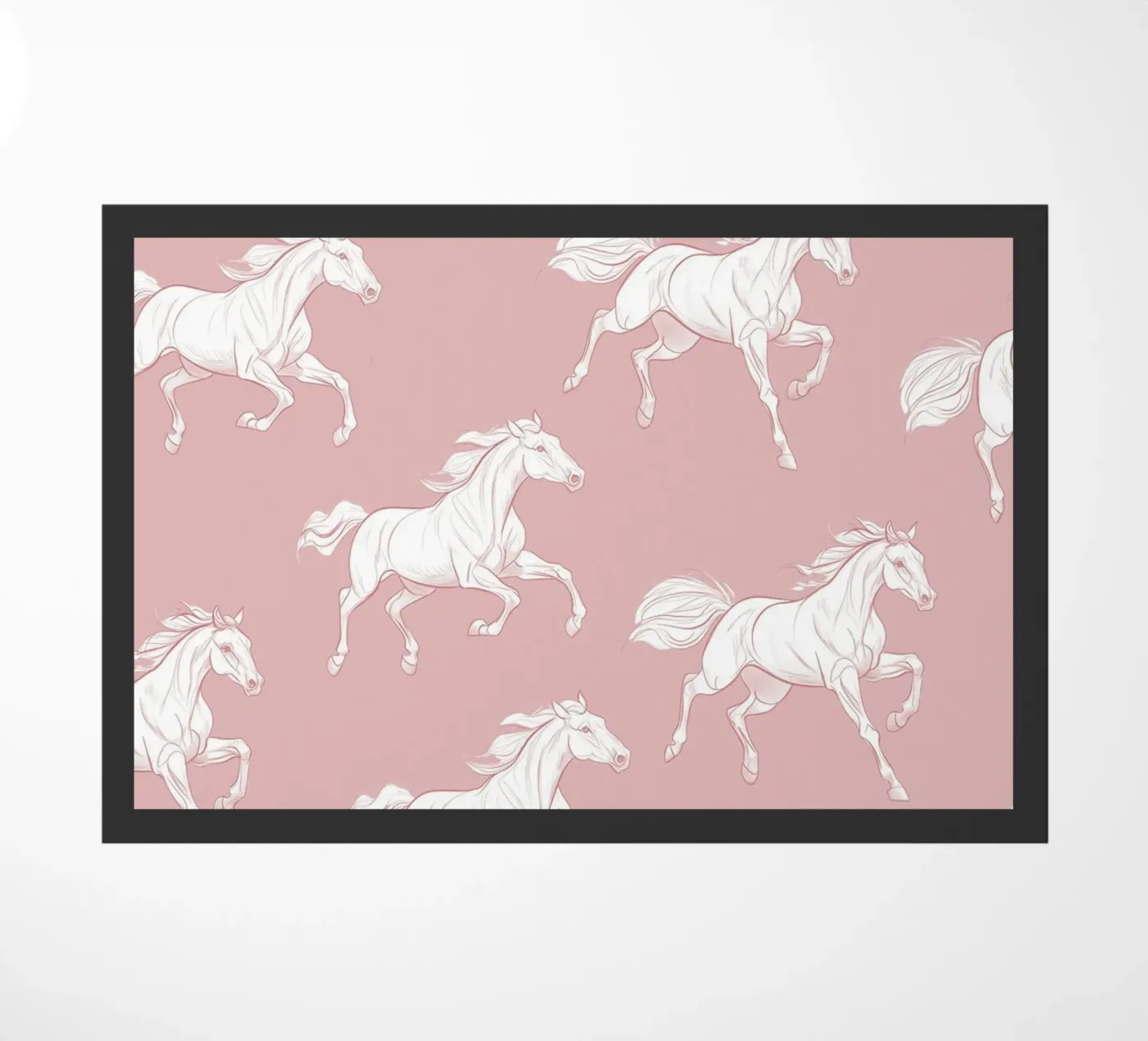 Patroon van witte paarden deurmat van Jungle Joy Art