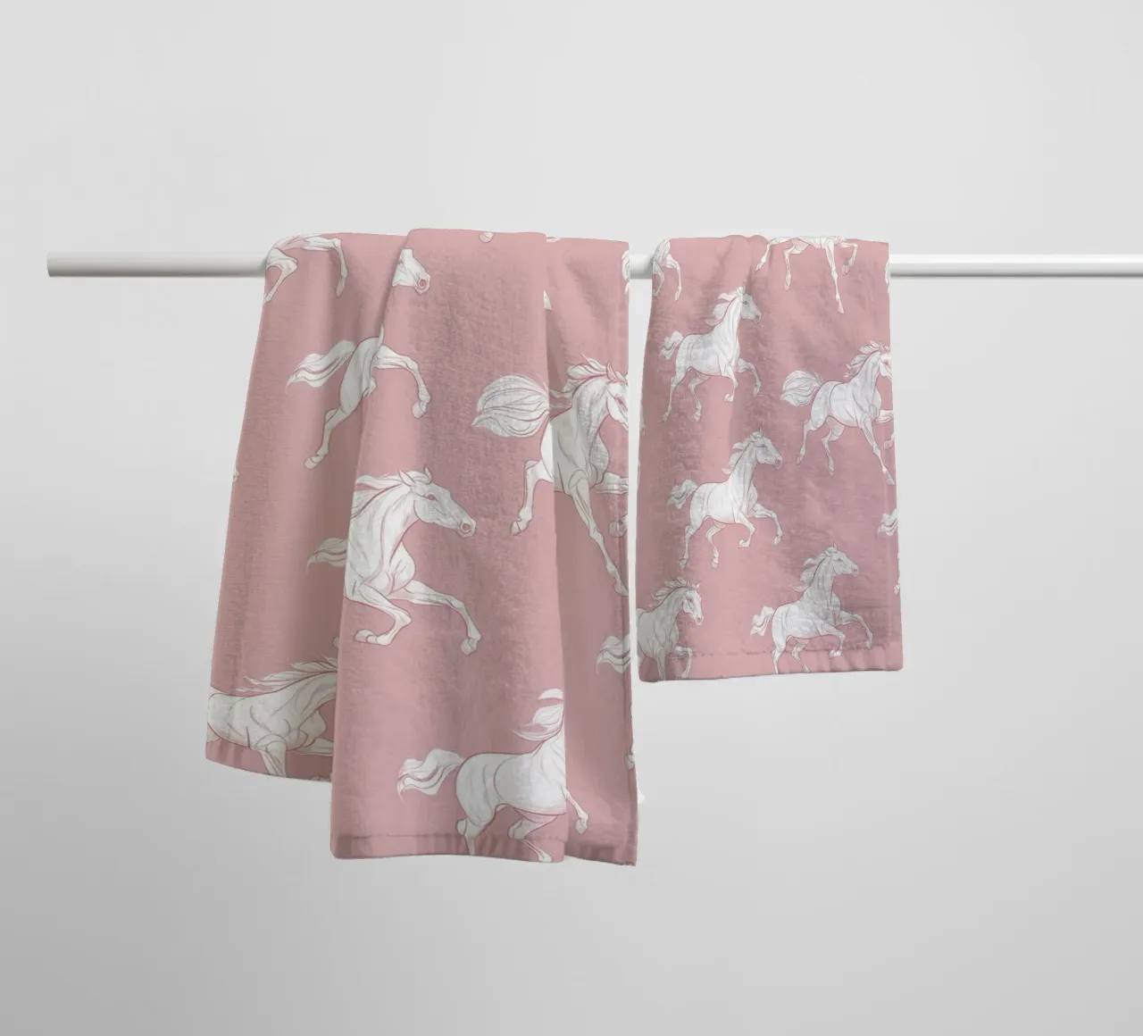White Horses Pattern towel by Jungle Joy Art