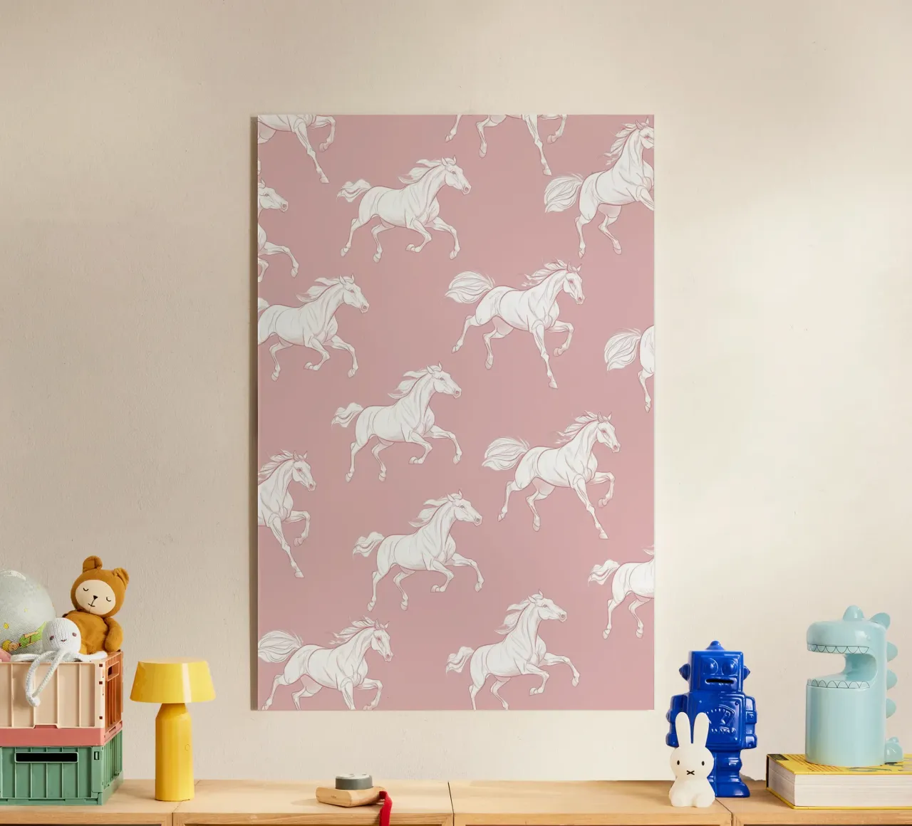 Motif de chevaux blancs plexiglas de Jungle Joy Art