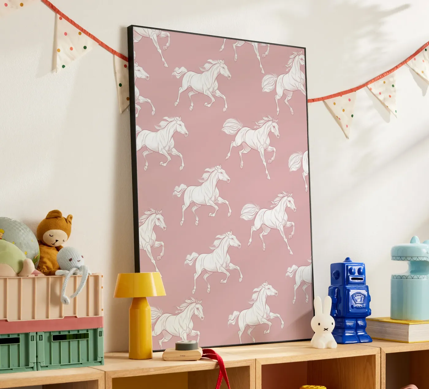 White Horses Pattern alluminio dibond da Jungle Joy Art