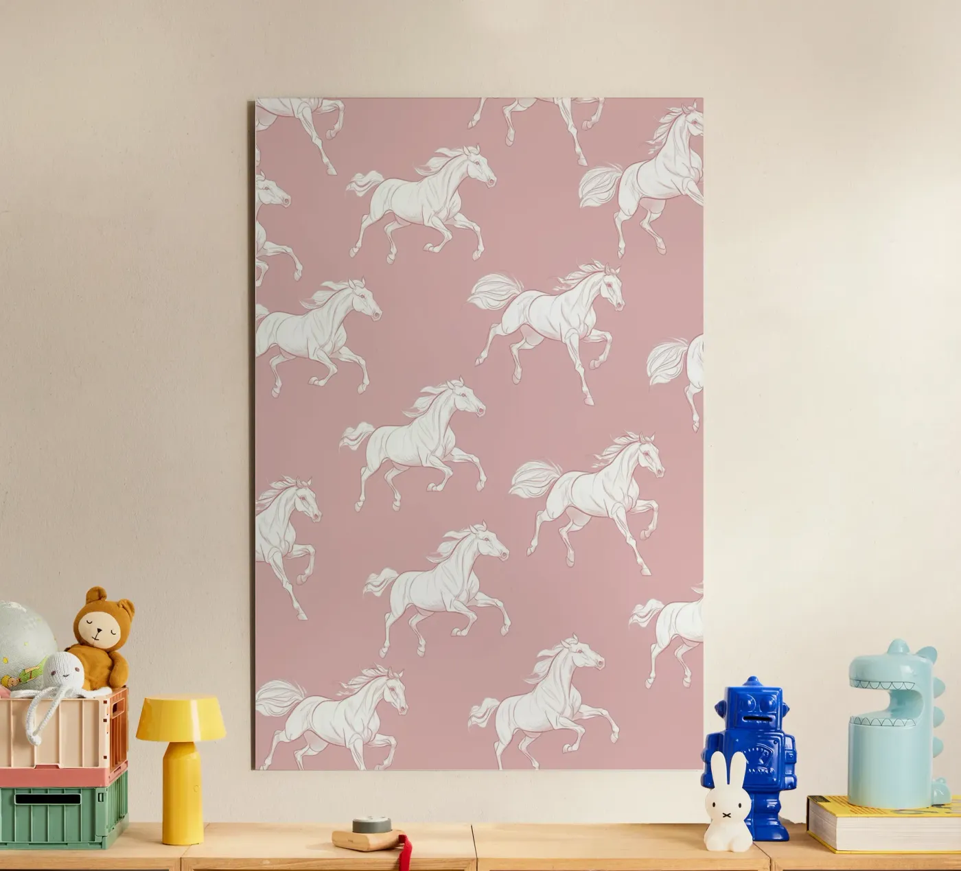 White Horses Pattern alluminio dibond da Jungle Joy Art