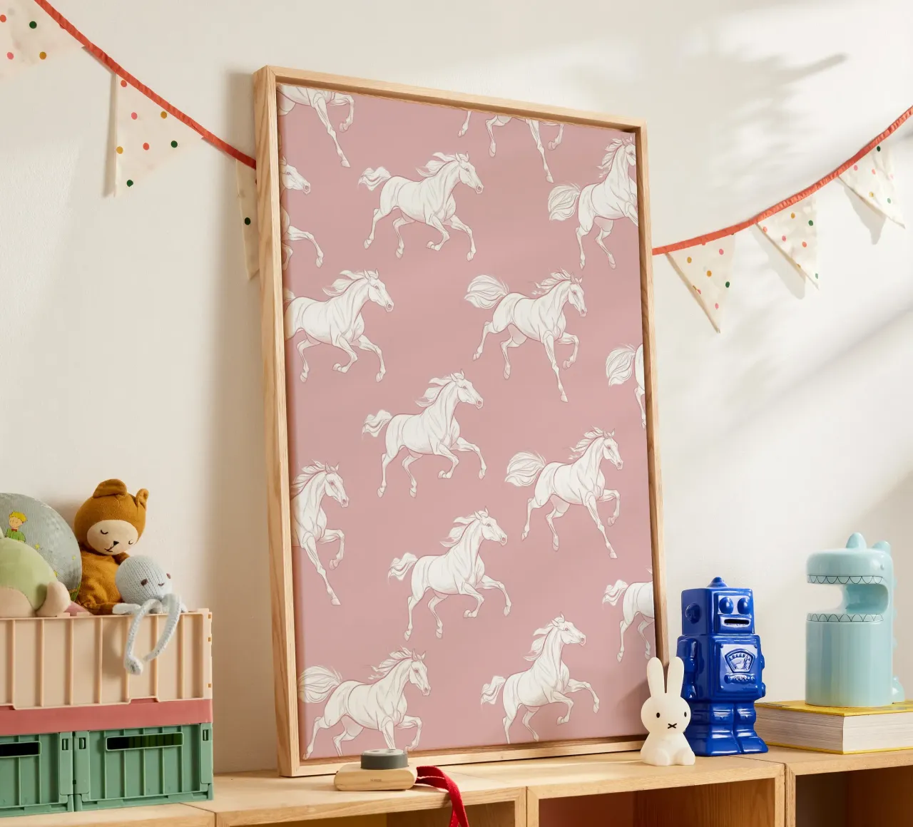 White Horses Pattern canvas by Jungle Joy Art
