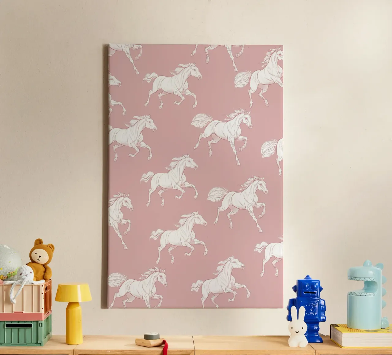 White Horses Pattern canvas by Jungle Joy Art