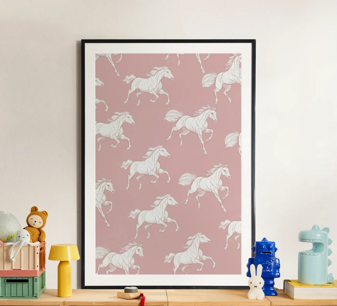 White Horses Pattern Poster von Jungle Joy Art