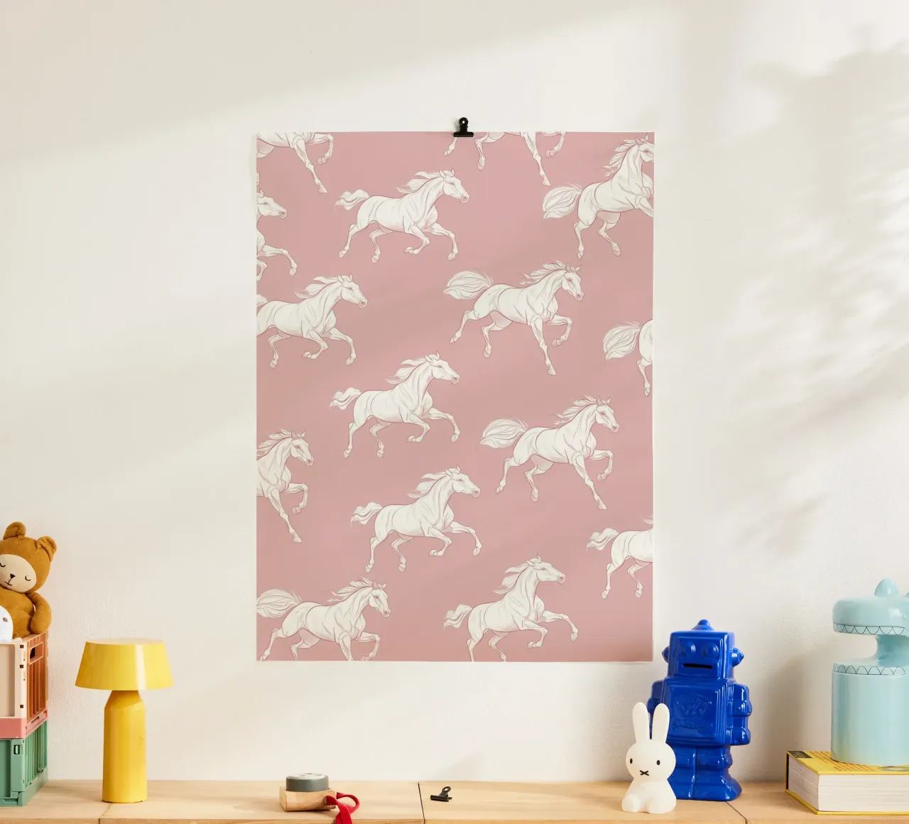 White Horses Pattern poster by Jungle Joy Art