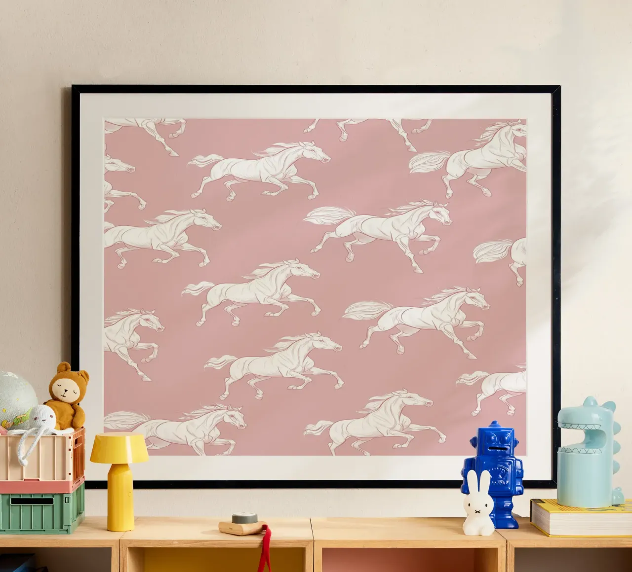 White Horses Pattern poster by Jungle Joy Art