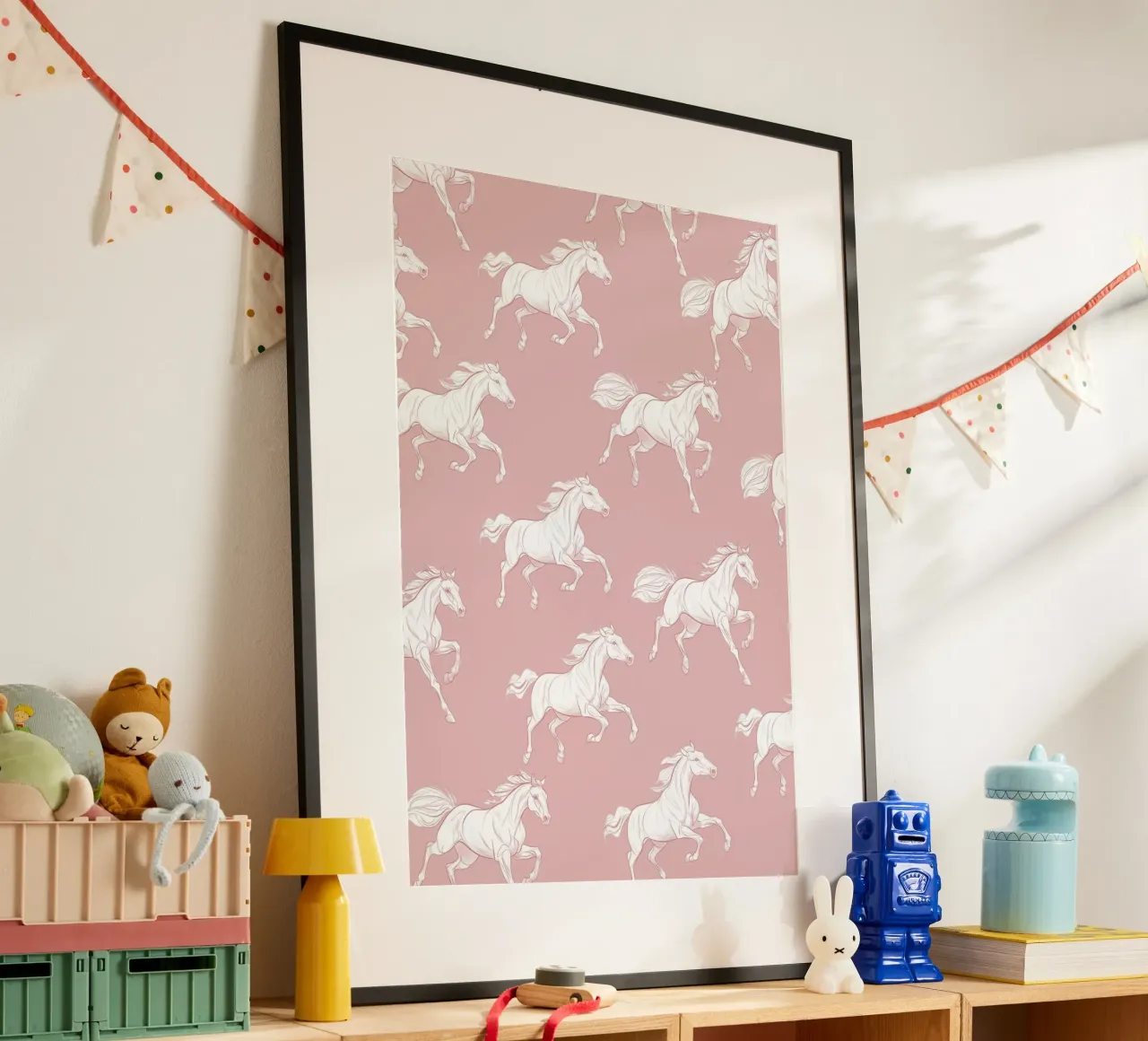 White Horses Pattern poster by Jungle Joy Art